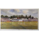 Cricket Interest - Terry Harrison (modern) - Signed limited edition print - Edgbaston, 20cm x