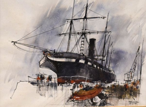 Patrick Collins (Bristol Savages) - Watercolour - An 'Evening Sketch' subject - 'Colourful', 25.