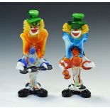 Two Murano glass clowns, 26cm high