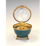 Limoges limited edition silver gilt, crystal and porcelain egg, the cut glass cover enclosing a cast