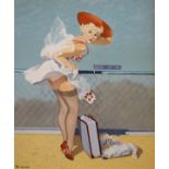Roy Gamlin - Acrylic on canvas - 1950's-style female portrait of a Marilyn Munro-type figure on a