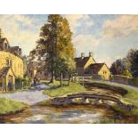 Ernest Wright (20th Century) - Oil on canvas - Bourton-on-the-Water, Cotswolds, signed lower