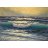 G. Welters (20th Century) - Oil on canvas - Seascape with crashing waves, signed lower left, 48.