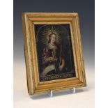 Continental School (18th/19th Century) - Oil on metal panel - St. Catherine (of Alexandria) shown
