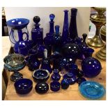 Large collection of Bristol blue type glassware, other decorative glass etc