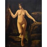 E.H. Hall - Oil on canvas - Large female nude study, perhaps Venus/Aphrodite emerging from the