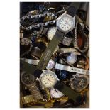 Box containing an assortment of vintage, dress and fashion watches to include; Smiths Astral,