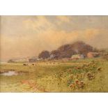 W. Woodhouse - Watercolour - A marsh side farm, signed, 23.5cm x 32.5cm, framed and glazed
