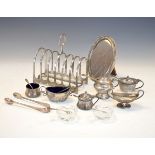 Various silver items to include; George V toast rack, Sheffield 1912, various part cruet sets,