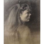 E.H. Hall - Charcoal portrait - 'A few hours study', monogrammed and titled, 53.5cm x 38.5cm, framed