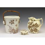 Late Victorian brown transfer-printed Powell, Bishop & Stonier 'Cretonne' pattern wash-hand jug