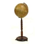 Geographia 10-inch Terrestrial Globe on early 20th Century oak barley twist stand with circular base