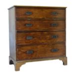 19th Century mahogany campaign chest fitted four drawers with tooled inlaid leather slide beneath