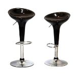 Pair of contemporary chrome and moulded seat bar stools