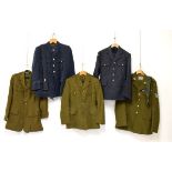 Collection of post World War II Royal Airforce and Army military uniforms, all with various