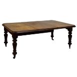 Early Victorian mahogany wind-out extending dining table fitted one insertion, raised on four