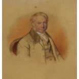 19th Century English School - Pencil and watercolour - Portrait of a seated gentleman, 17cm x
