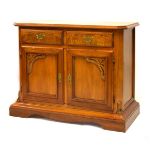 Reproduction walnut finish sideboard fitted two drawers over two panelled doors, 110cm wide