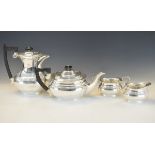 Elizabeth II four piece tea set comprising: tea pot, hot water jug, milk jug and sugar bowl,