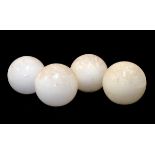 Four large vintage opaque white glass light/lamp shades of spherical form, each approximately 27cm