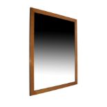 Contemporary rectangular bevelled glass mirror having bronze finish frame, 86cm x 111cm