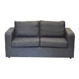 Modern two seat settee/sofa bed upholstered in grey fabric, approx 160cm wide