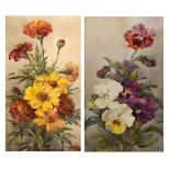 Early 20th Century English School - Pair of watercolours - Still life of spring flowers,