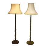 Pair of mid 20th Century painted wooden standard lamps with shades