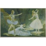 After William Russell Flint - Signed coloured print of three ballet dancers, signed in pencil