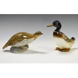 Royal Copenhagen porcelain figure of a grouse, and a Royal Doulton mallard drake HN596, the later