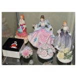 Royal Doulton figures - Rebecca HN2805, Nicola HN2839, Christmas Skater M220, a Gainsborough