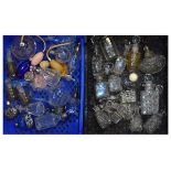 Large collection of assorted glass scent and perfume bottles to include atomisers