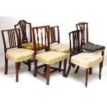 Six various mahogany dining chairs