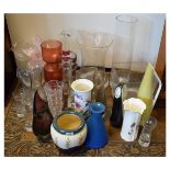 Quantity of decorative glass vases etc