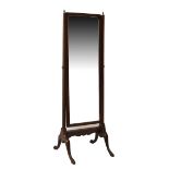 Early 20th Century mahogany framed cheval mirror, 138cm high