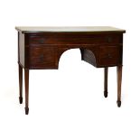 19th Century mahogany bowfront kneehole dressing table fitted three drawers, 105cm wide