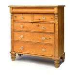 Victorian pine chest having cushion frieze drawer above two short and three long graduated