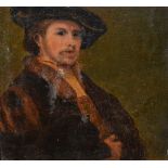 Late 19th Century oil on board in the manner of Hals or Rembrandt, waist-length portrait of a