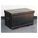 Painted pine tool chest having hinged cover, 78cm wide