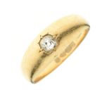 18ct gold and solitaire diamond 'Creole' ring, size R, 5.4g gross approx