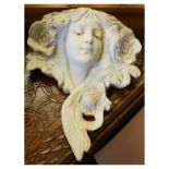 Reproduction Art Nouveau style composite ornamental garden wall pocket, 38cm high