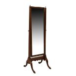 Early 20th Century mahogany framed cheval mirror, 138cm high