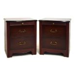 Pair of mahogany finish bedside chests of two drawers, 47cm wide