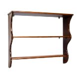 Set of mahogany wall hanging shelves, 94cm wide