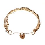 9ct gold gate-link bracelet, 7g approx
