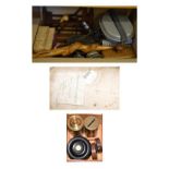Assorted collectables to include; vintage pipe rack in the form of a five-bar gate, microscope