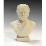 W.H. Goss bisque porcelain bust of the founder, impressed name to plinth and black back stamp to
