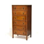 Early 20th Century oak chest of six long drawers, 60cm wide