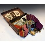 Collection of various Masonic regalia comprising: fabric necklace with enamel badges to include
