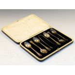 Cased set of George V silver teaspoons and tongs, Sheffield 1926, 3.1toz approx